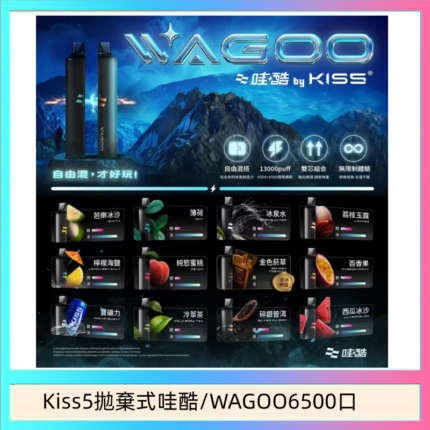 WAGOO哇酷Kiss5 6500口拋棄式 | 自由混搭雙口味 | 雙芯組合